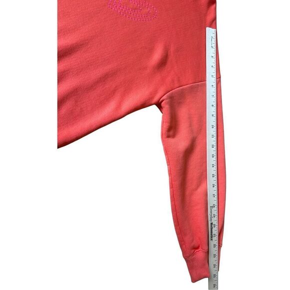 Evereve Crewneck Oversized Sweater size M Carrot Orange Heart Embroidery - Picture 6 of 7